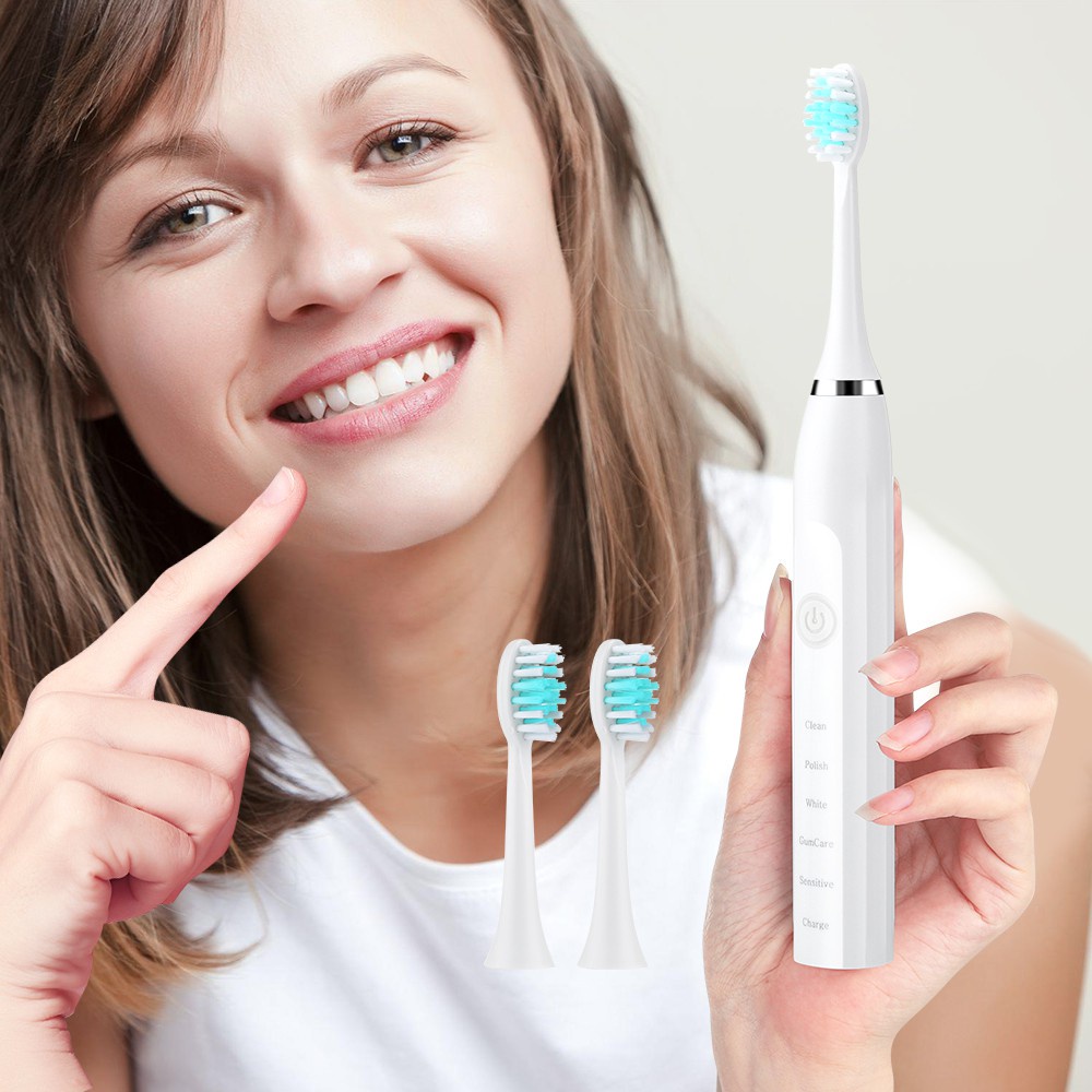 Bàn chải đánh răng điện kèm 3 đầu bàn chải thay thế cho người trưởng thành và trẻ em