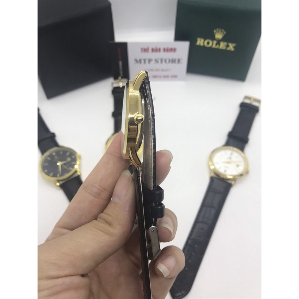 (Rolex.viền trơn)  Đồng hồ Nam rolex dây da mềm, máy pin nhật, thẻ bảo hành 12 tháng