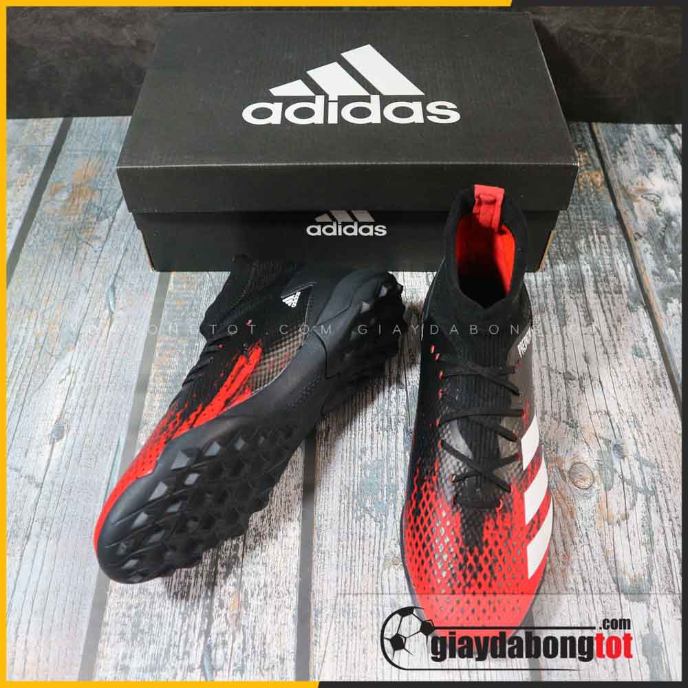 Giày sân cỏ nhân tạo Predator 20.3 TF đen đỏ cổ cao | Ôm chân, da vải, ảnh thật 100%