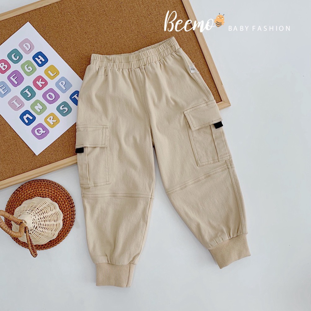 Quần kaki phối túi hộp bo chun gấu cho bé trai,bé gái - 21Q008