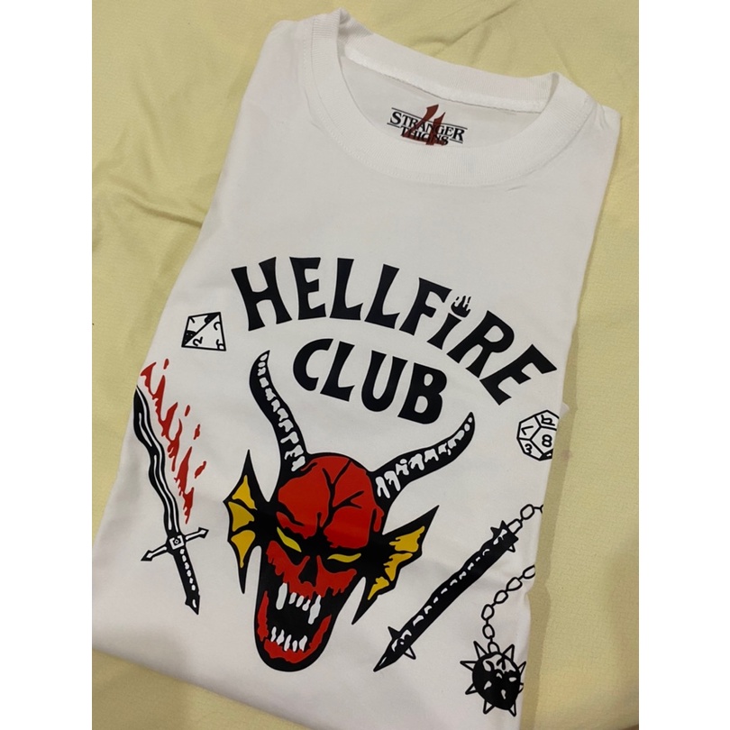 Áo thun EDDIE HELLFIRE CLUB- Stranger Things White 250gsm