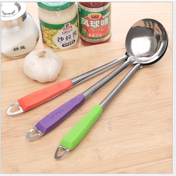 Muỗng, Thìa Múc Canh, Muỗng Thủng, Vá Lẩu Soup Lòng Sâu CÁN NHỰA CHÓNG NÓNG , muôi vá múc canh p191-118