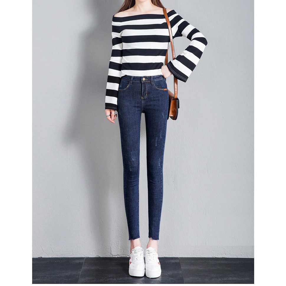 Quần jean nữ Skinny 💖FREESHIP💖 Quần Bò Nữ Dáng Ôm Lai Tua Co Giãn | BigBuy360 - bigbuy360.vn