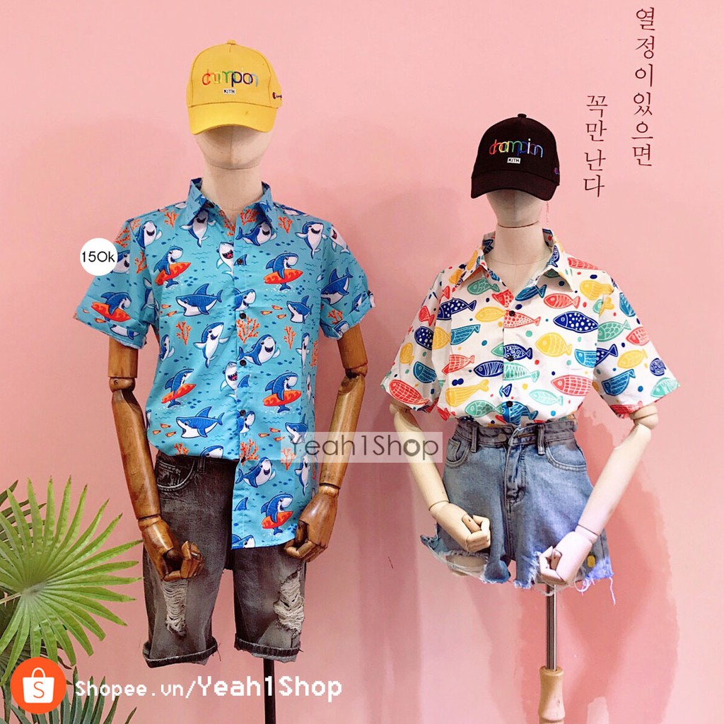[Yeah1Shop]- Áo sơ mi cá 7 màu/ cá mập (SMHH)