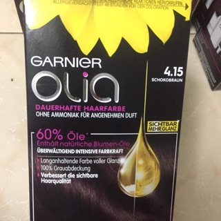 (HÀNG ĐỨC) Thuốc nhuộm tóc Garnier Olia 4.15 Nâu sô cô la