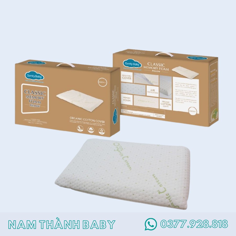 Gối trẻ em vỏ sợi Cotton hữu cơ Organic Comfy Baby