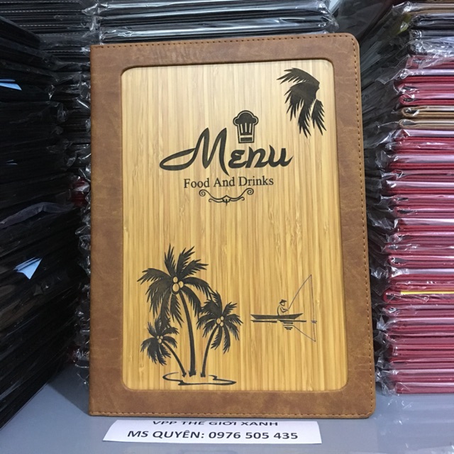 Bìa 10 lá menu gỗ A4 2332