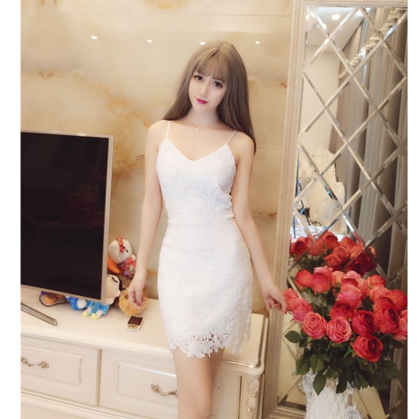 Đầm ren dáng ôm hai dây Emilyshop ulzzang