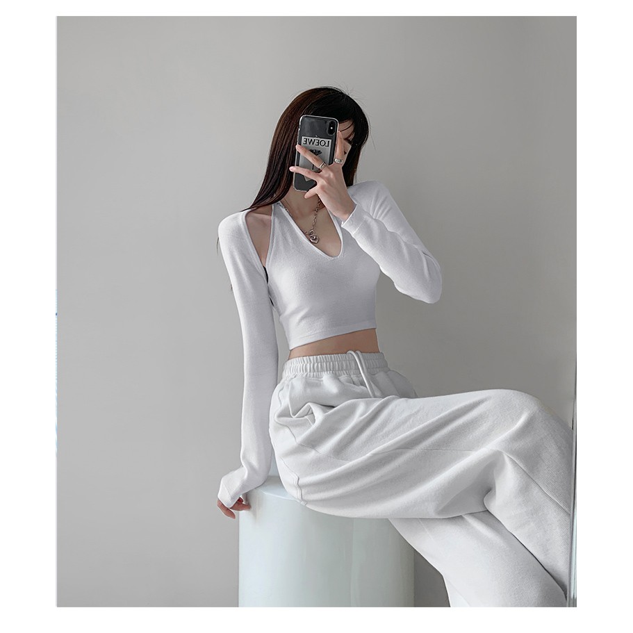 Áo Dệt Kim Cổ Yếm Dáng Ngắn Thiết Kế Quyến Rũ Thời Trang Cho Nữ