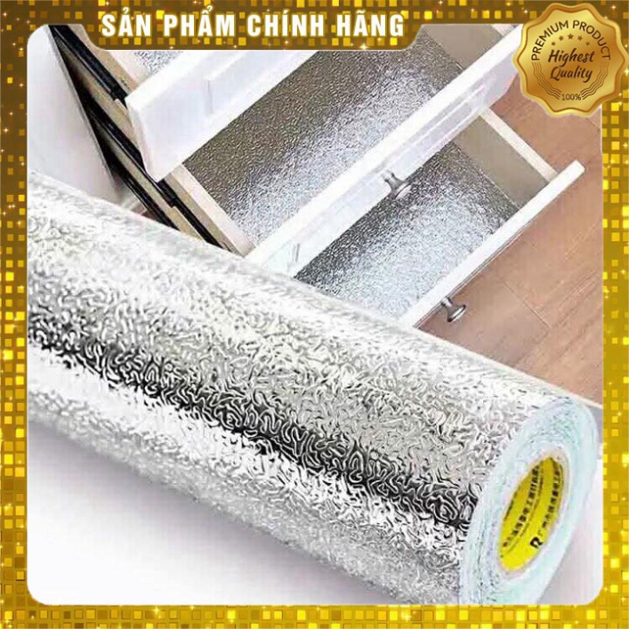 Cuộn giấy bạc dán bếp chống thấm nước, chống bám dính dầu mỡ dài 3m, rộng 60cm (Có sẵn keo dán)