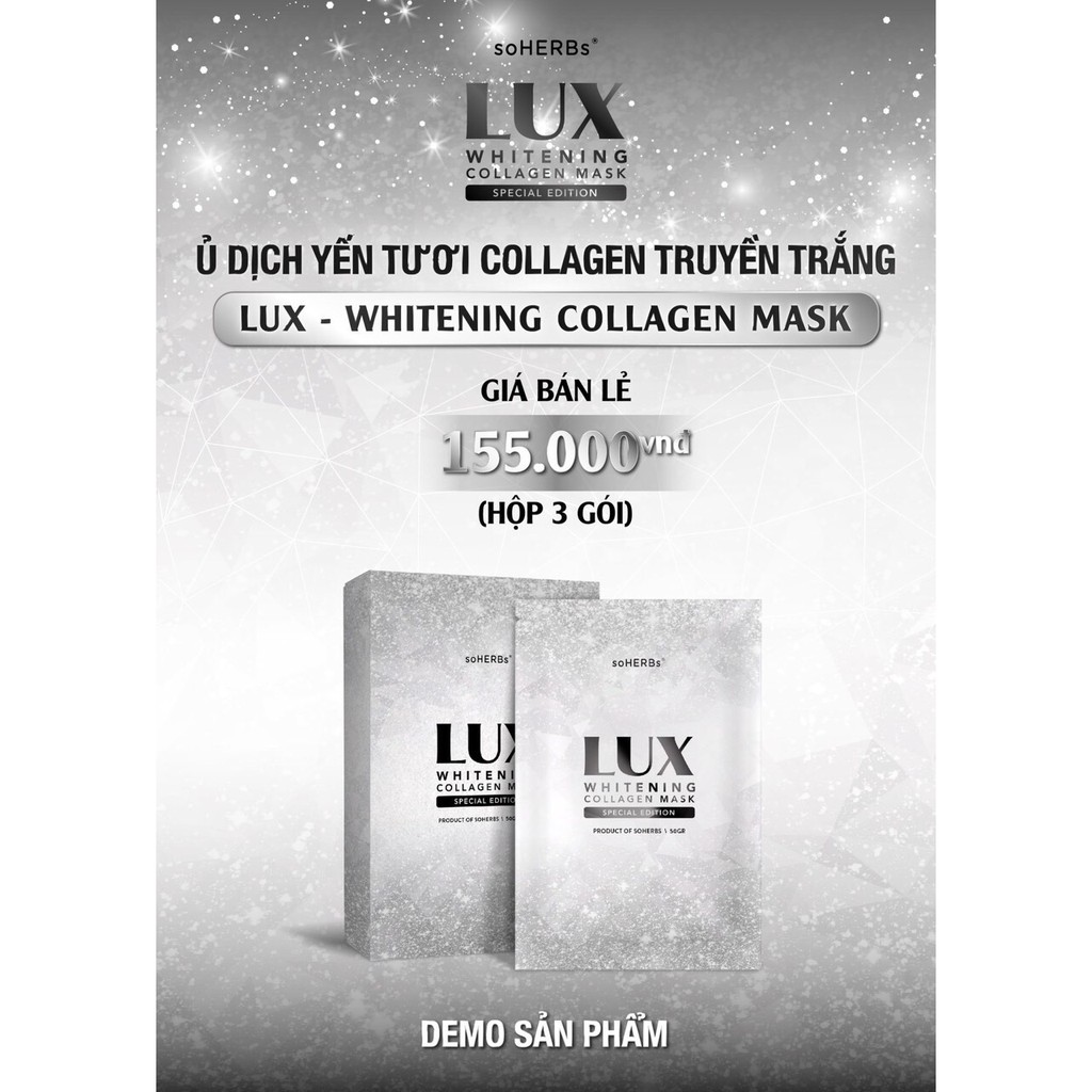 Ủ trắng da lux tinh chất collagen yến tươi hộp 3 gói