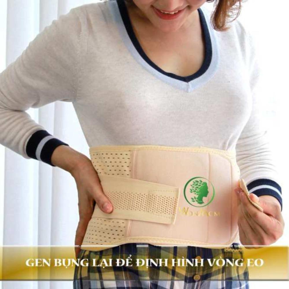 Gen nịt bụng WONMOM giảm mỡ bụng sau sinh hiệu quả, đai nịt bụng giảm eo, thon gọn - Cotton thoáng mát, màu da