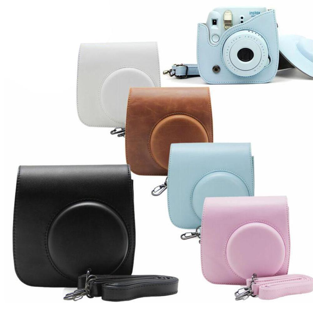 Bao da mini màu trơn cho camera Polaroid Mini 8 9 Fujifilm Instax nhiều màu lựa chọn