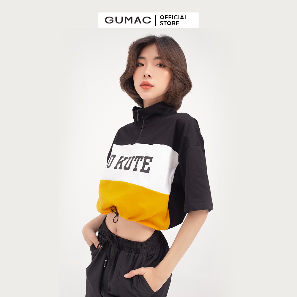 [Mã WABRGB11 giảm 10% đơn từ 250k] Áo thun nữ phối dây kéo GUMAC phong cách unisex năng động ATB461 | BigBuy360 - bigbuy360.vn