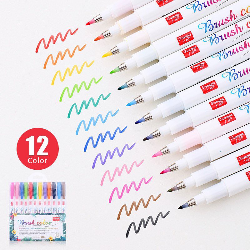 Bút brush 12 màu viết tiêu đề, viết calligraphy