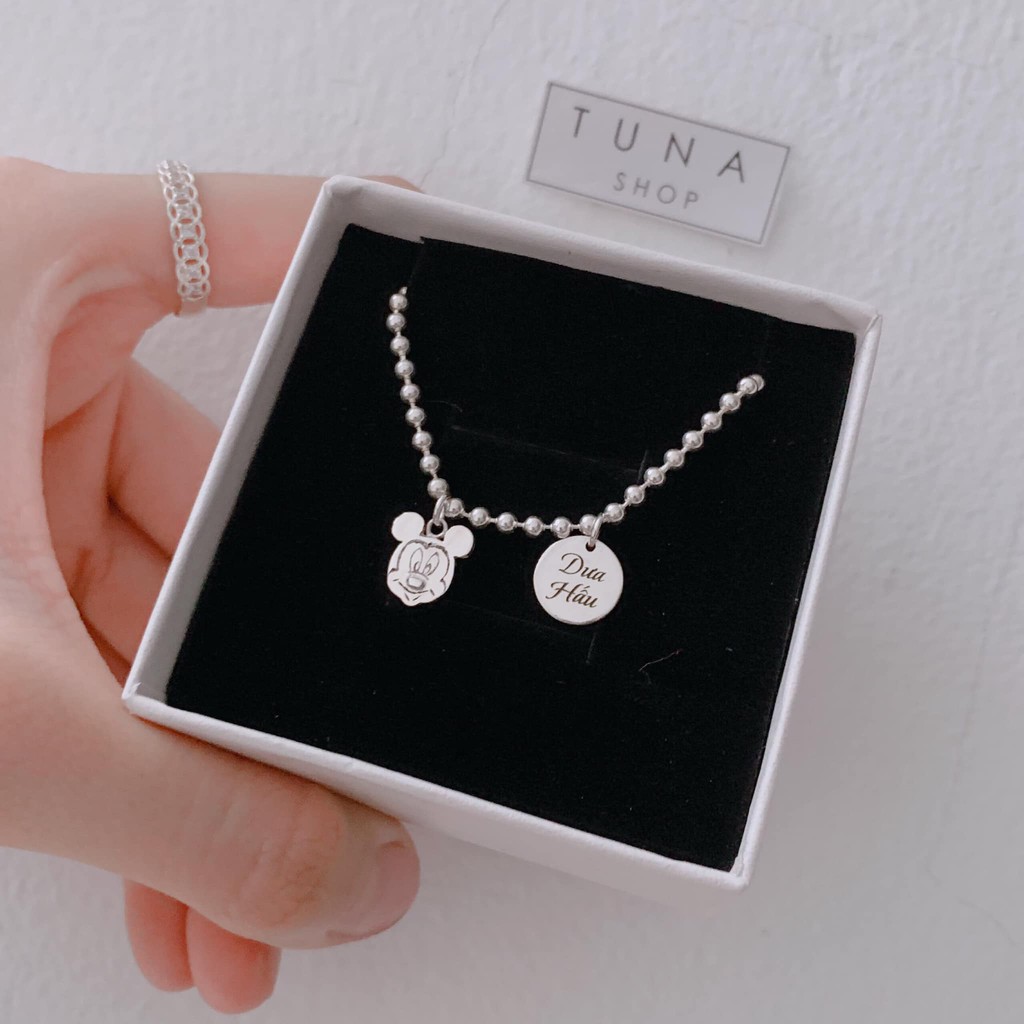 Vòng tay bạc em bé hàng thiết kế, Lắc bạc bi cho bé được khắc chữ theo yêu cầu  TUNA SILVER Trang sức bạc