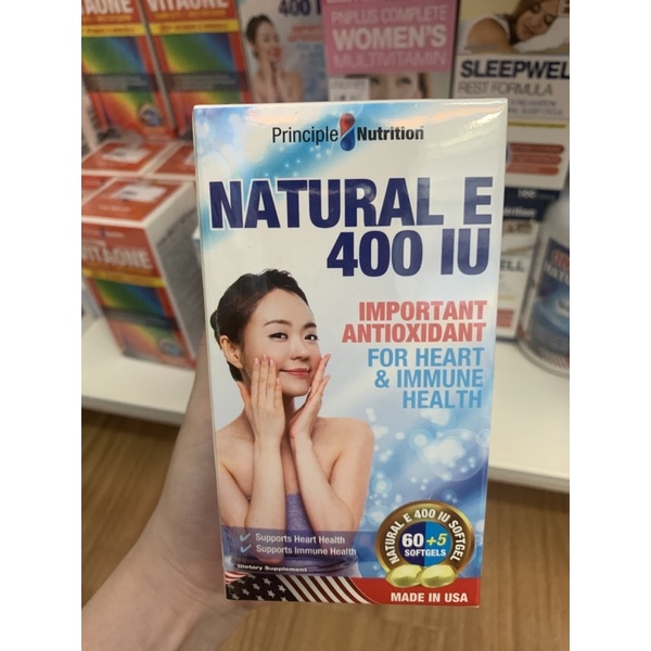 Viên Uống Bổ Sung Vitamin E Natural E 400IU Principle Nutrione (Hộp 60 Viên)