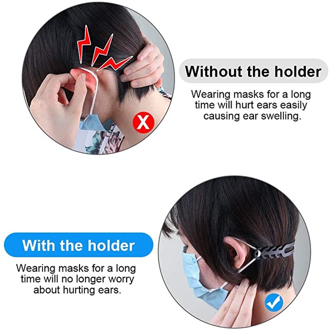 Đai Silicone Nối Dài Dây Đeo Khẩu Trang 4 Mức Tốc Độ Chống Trượt / Giảm Áp Lực Cho Người Lớn