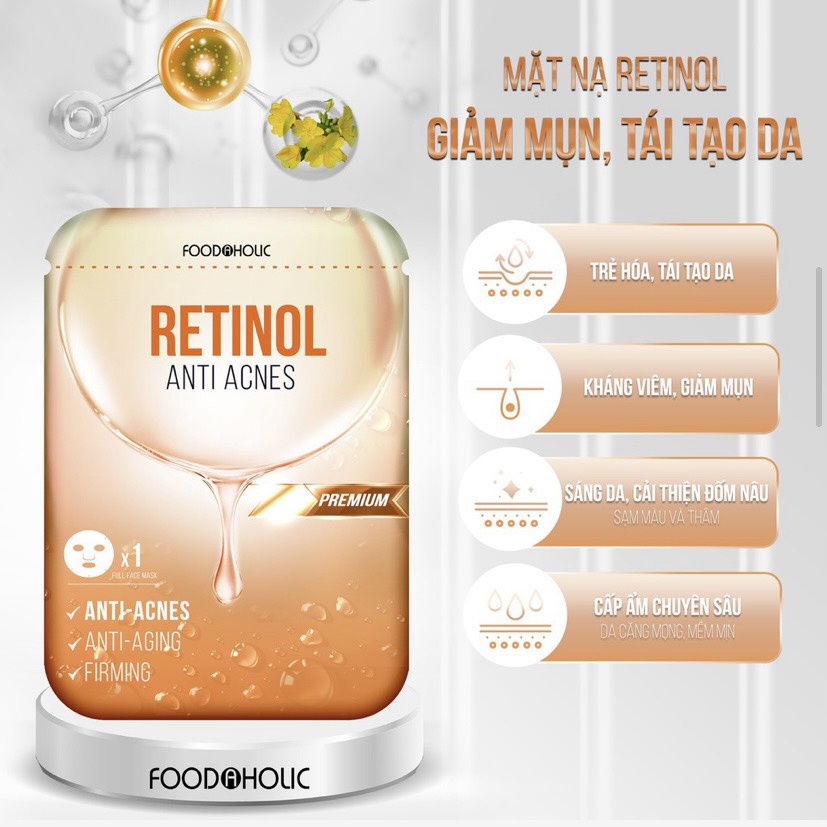 Mặt Nạ Retinol Giảm Mụn, Tái Tạo Da Foodaholic Retinol Anti Acnes Mask 23ml