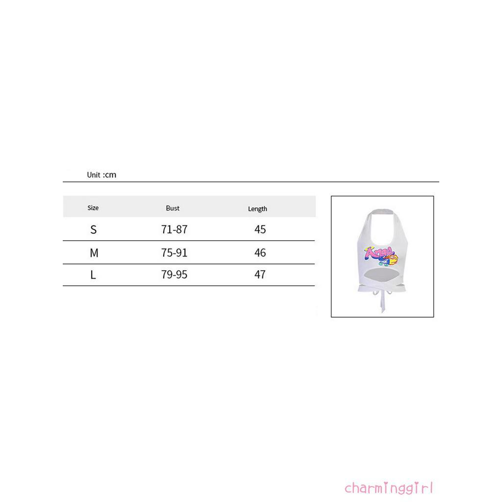 Áo lửng cổ chữ u in chữ Angel hoạt hình gợi cảm cho nữ