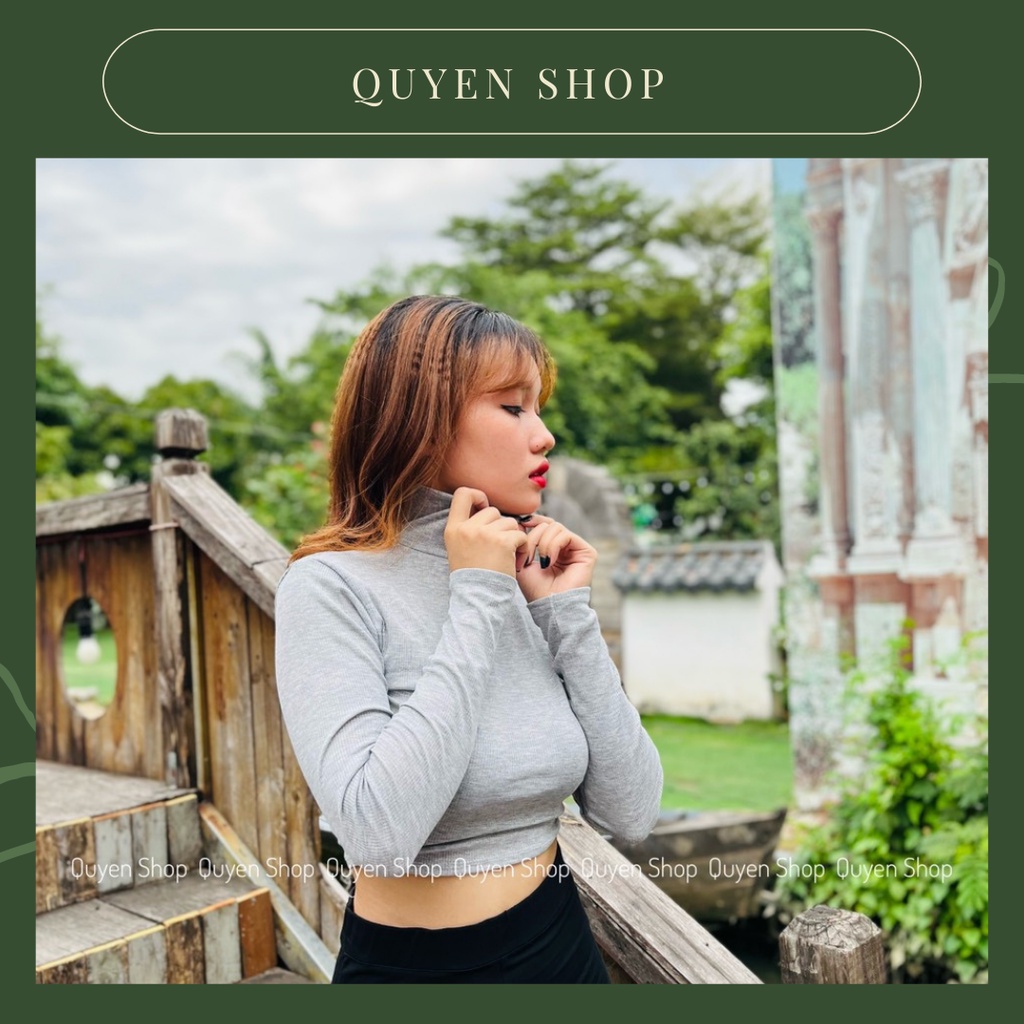 Áo thun cổ lọ tay dài nữ_From croptop_nhiều màu [Video+Ảnh Thật]