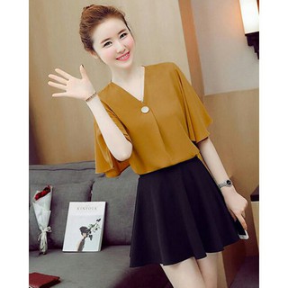 Áo kiểu tay loe cách điệu cổ