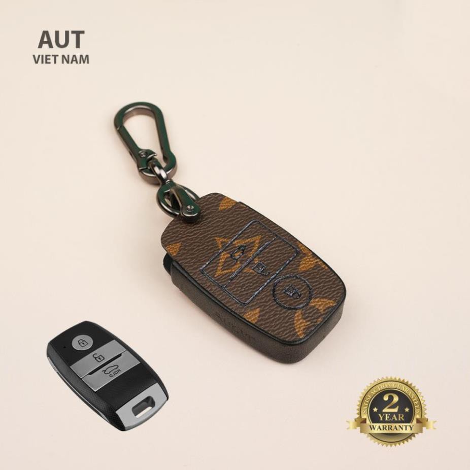 Bao da chìa khóa Smartkey Kia 3 nút da Canvas L.V xẻ túi ( Kia Mor, Seltos, Soluto,Rio,Cerato,Optima,Rondo, Sorento)