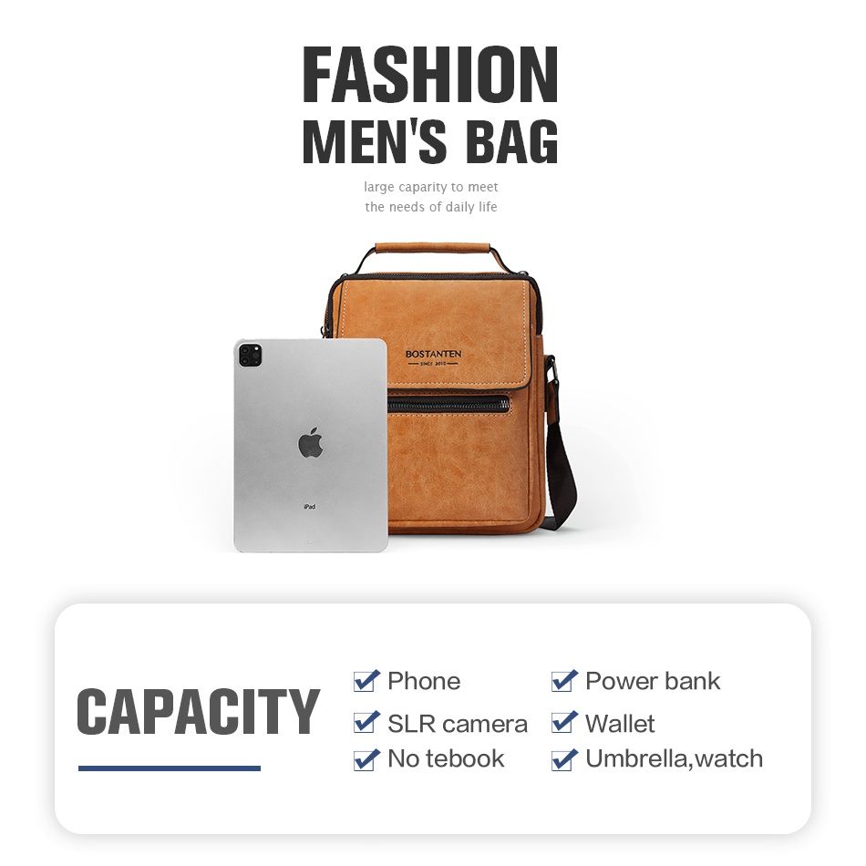 Balo BOSTANTEN cao cấp đeo chéo vai iPad xách tay cho nam | BigBuy360 - bigbuy360.vn