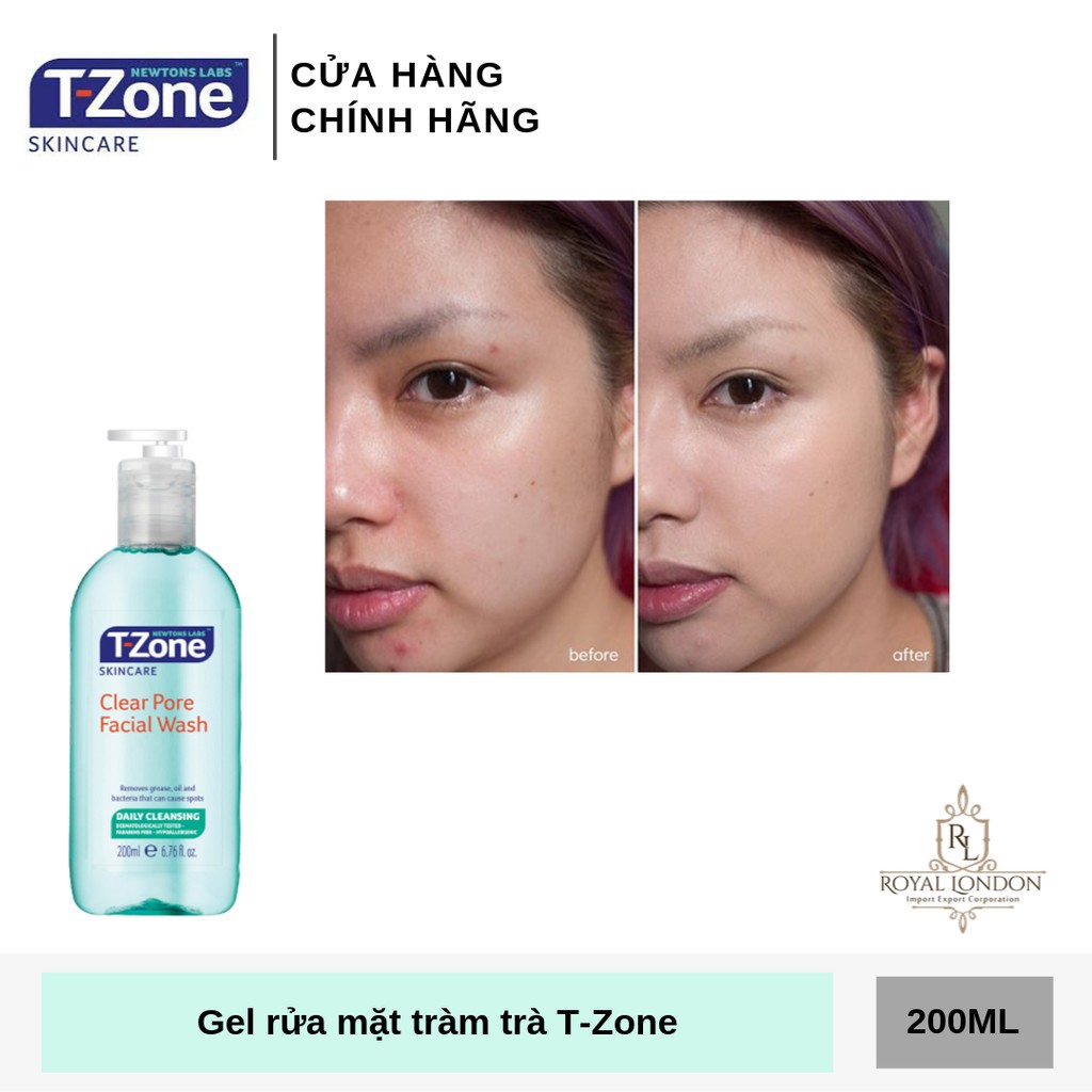 [Mã FMCGMALL -8% đơn 250K] Gel Rửa Mặt Làm Sạch Sâu Tinh Chất Tràm Trà T-Zone Clear Pore Facial Wash 200ml | BigBuy360 - bigbuy360.vn