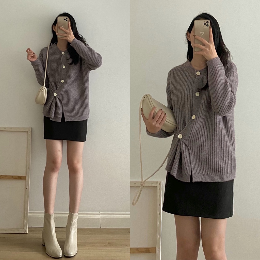 Áo len vân dọc cài cúc lệch _ A0295 | BigBuy360 - bigbuy360.vn