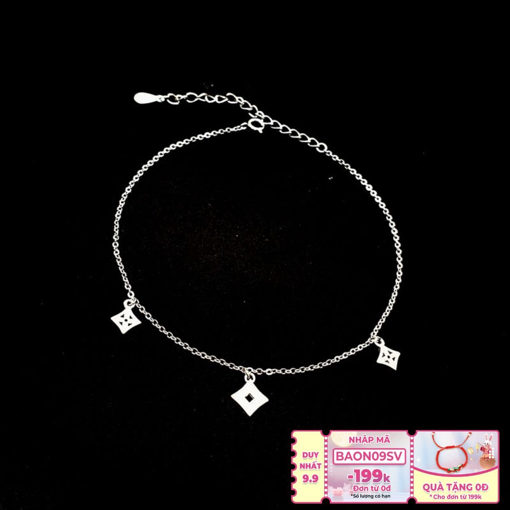 Vòng Chân Nữ Bạc Italy S925 Cao Cấp Hình Vuông LC1761 - Bảo Ngọc Jewelry