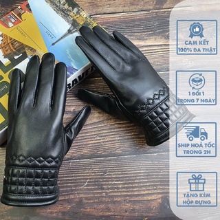 Găng tay da dê lót lông cảm ứng điện thoại – GL102 - 100% da thật - BH 3 năm, Găng tay giữ ấm mùa đông