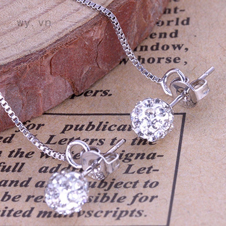 Bông tai mạ bạc 925 dạng tua rua dài đính đá thời trang