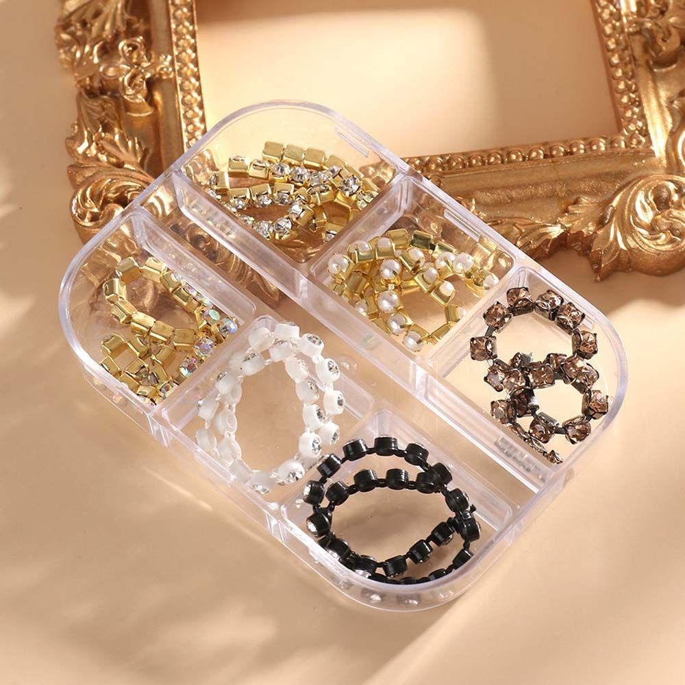 OCEANMAP Phụ Kiện Trang Trí Móng Tay Dạng Chuỗi Xích Kim Loại Đính Đá Xinh Xắn