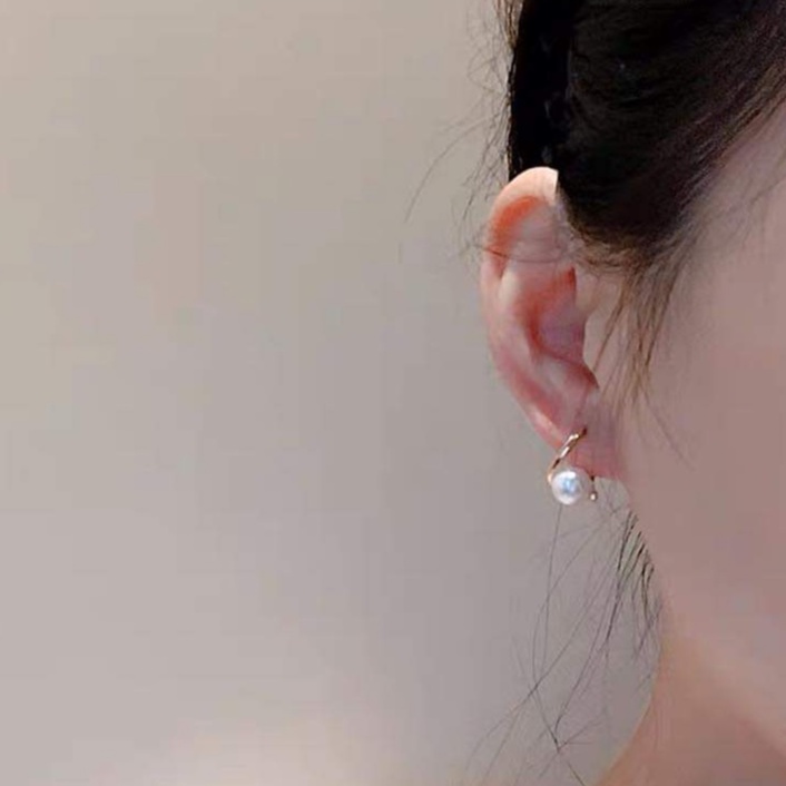 Khuyên tai bạc Van Jewelry V10729 Khuyên quẩy treo ngọc trắng xinh