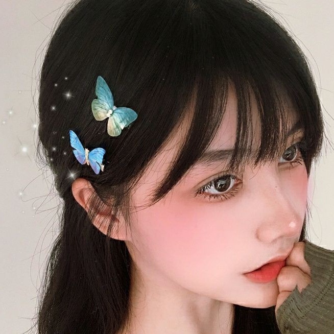 Kẹp tóc hồ điệp bằng vải đính đá, đính kim tuyến cho nàng mê chụp ảnh