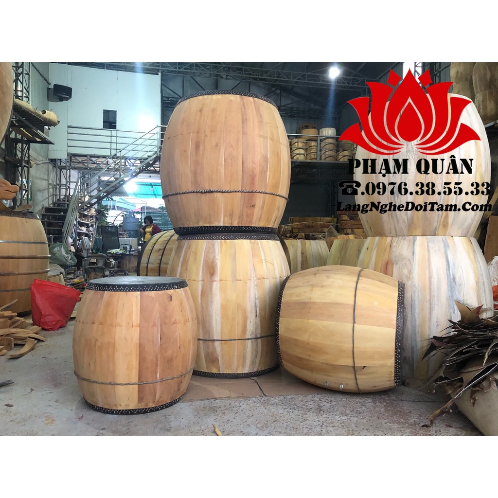 Trống trường học, đình chùa,nhà thờ họ kèm dùi ( đường kính mặt 52cm x cao 65cm)