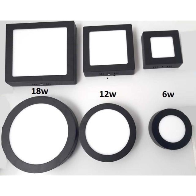 Đèn LED ốp trần gắn nổi 6W, 12W, 18W, 24W vuông tròn viền đen