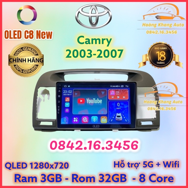Màn hình android OLED C8 New theo xe Camry 2003 - 2007 kèm dưỡng và jack nguồn zin theo xe