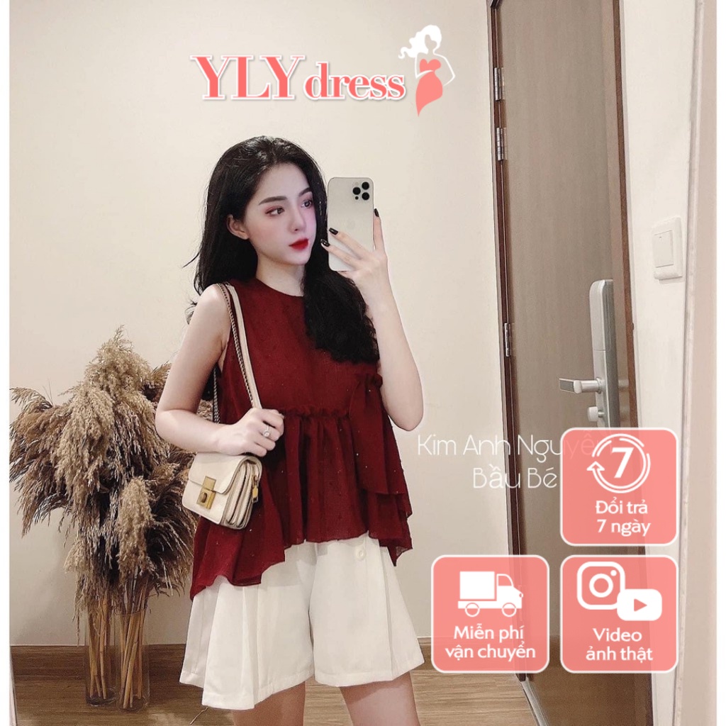 Set bộ ren hoa tuyết đỏ mix quần sooc cạp cao trắng cực xinh - Váy đầm nữ thiết kế giá siêu rẻ C213