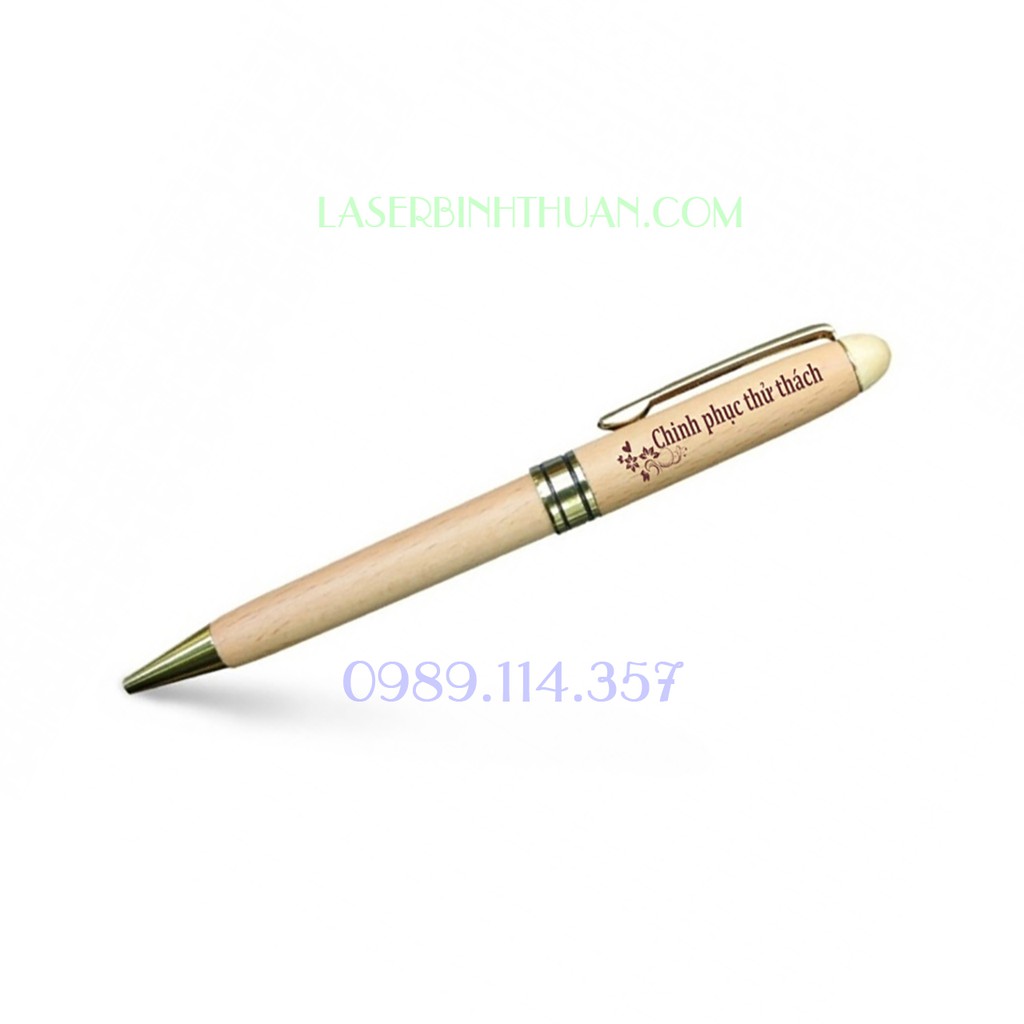 Bút gỗ khắc tên theo yêu cầu - Bút ký gỗ xoay - BG02 | LASER BÌNH THUẬN
