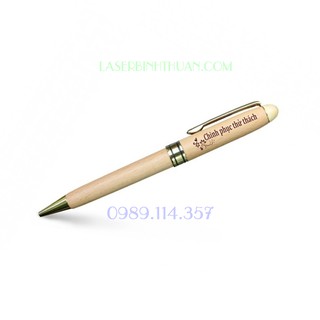 Bút gỗ khắc tên theo yêu cầu - Bút ký gỗ xoay - BG02 | LASER BÌNH THUẬN