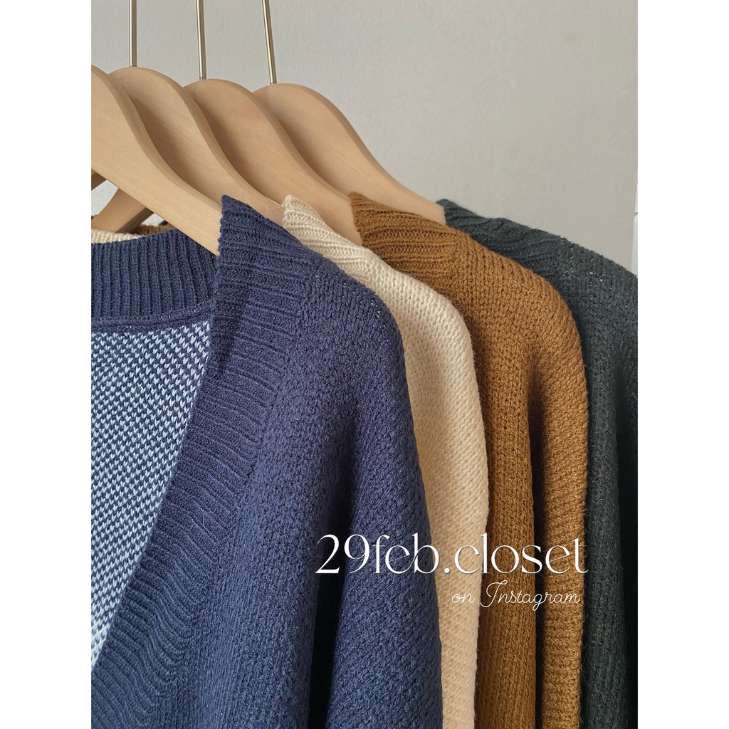 Áo khoác cardigan len kẻ trám to oversize dày dặn hàng loại 1 VER.2 (Ảnh video 29feb chụp)
