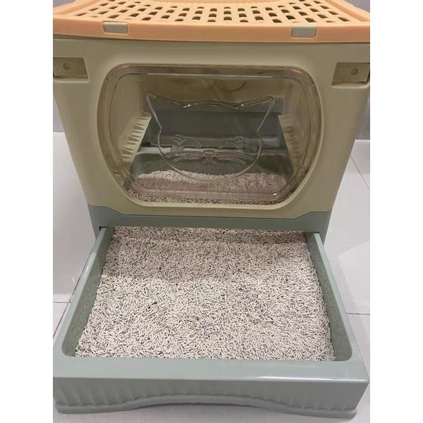 Nhà vệ sinh cho mèo  2 cửa chống văng cát size lớn BECHON