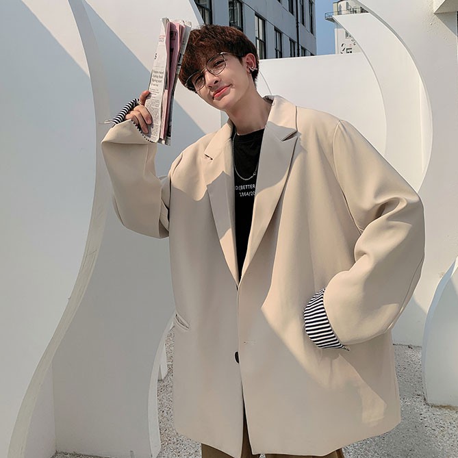 Áo Blazer Hàn Quốc Form Dáng Rộng Tay Dài Phối Tay Kẻ Sọc Áo Vest Blazer Thanh Lịch HERO BZ12 | BigBuy360 - bigbuy360.vn