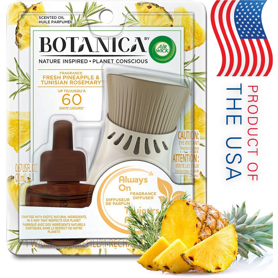 [SALE HOT] Bộ tinh dầu cắm điện Airwick Botanica Fresh Pineapple & Tunisia Rosemarry (Nhập Mỹ)