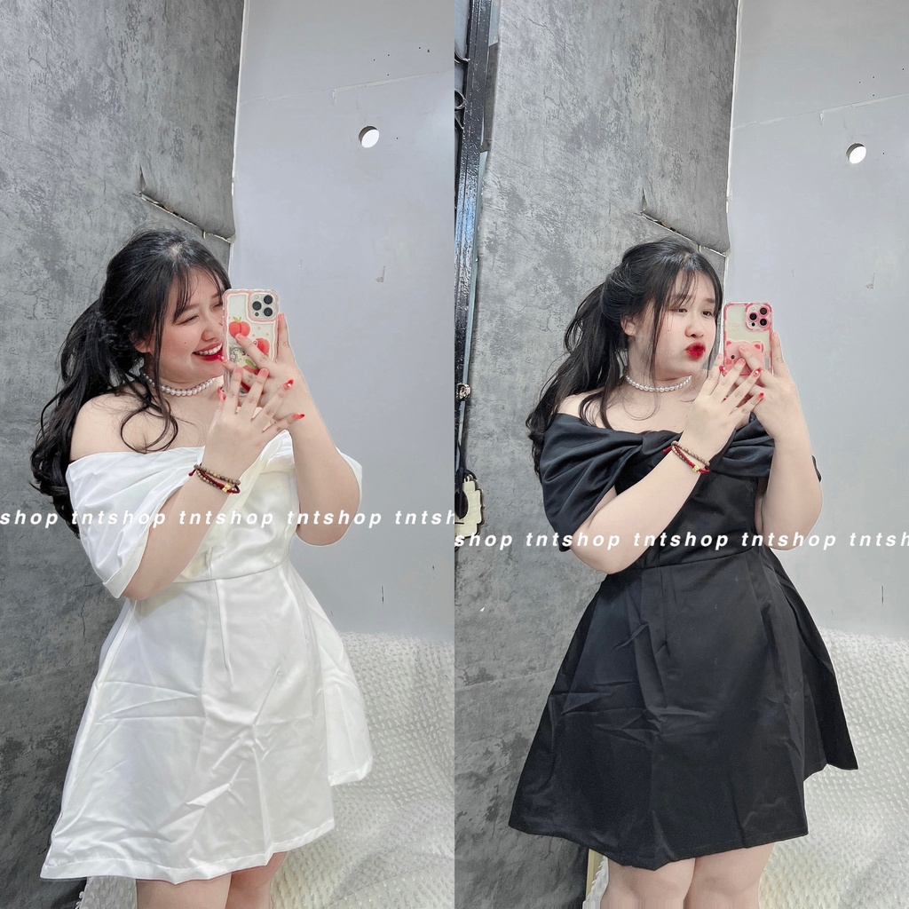 ĐẦM GẤM TRỄ VAI XOẮN NGỰC  [ TNT Shop Bigsize 60kg - 90kg ] Ảnh thật 100%