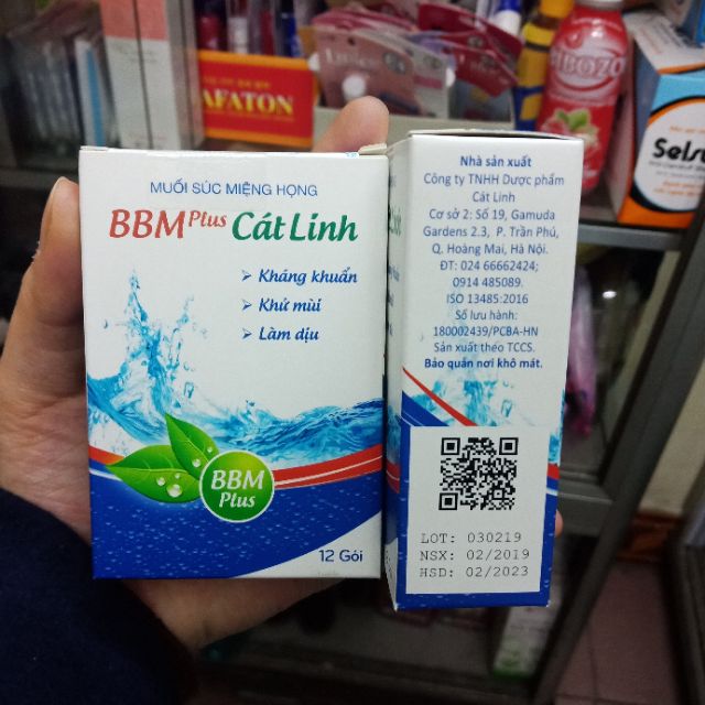 Muối súc miệng họng BBM plus Cát Linh hộp 12 gói