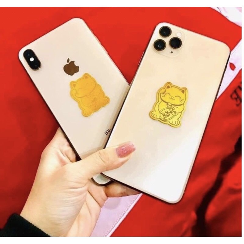 [HOT] Miếng Dán Trâu Mèo Thần Tài - Trâu Mèo May Mặn Mạ Vàng 24k