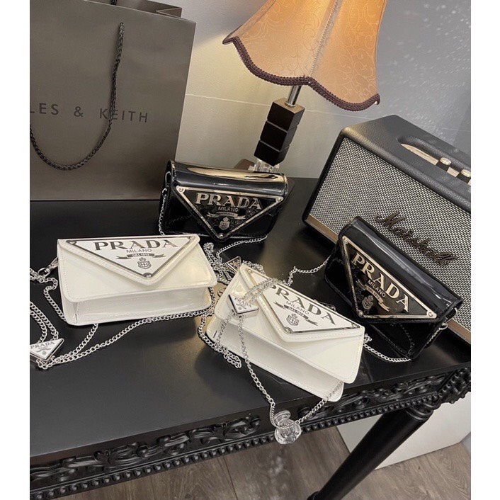 Túi xách P tam giác da bóng túi pờ ra đà bóng size 19 full box super - ZENI.STORE
